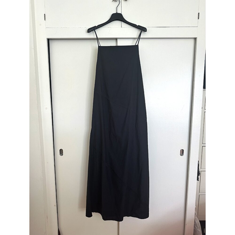 COS Black Square Neck Tie Back Maxi Dress size 10 EUC